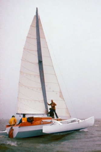 Flicka is the Gougeon Brothers boat that infamously capsized in the Atlantic, leaving Jan stranded for four days.