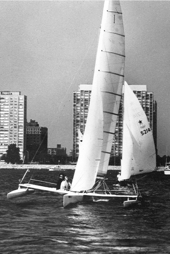 The trimaran Victor T was an early Gougeon Brothers boat.
