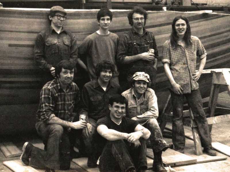 This iconic image of GBI's early boatbuilding crew is part of Gougeon History.